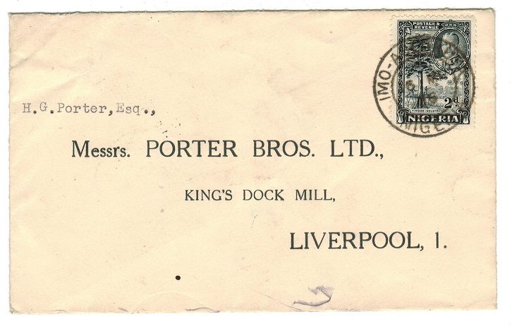 NIGERIA - 1936 2d rate cover to UK used at IMO ABEOKUTA.
