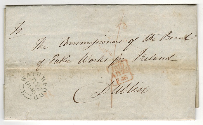 IRELAND - 1846 stampless entire to Dublin used at WATERFORD.