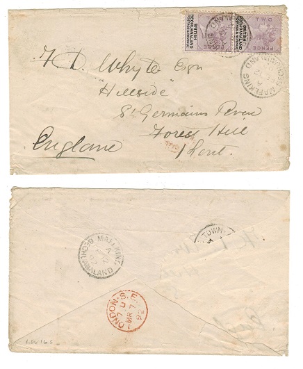 BECHUANALAND - 1892 4d rate cover (faults) to UK used at MAFEKING/BECHUANALAND.