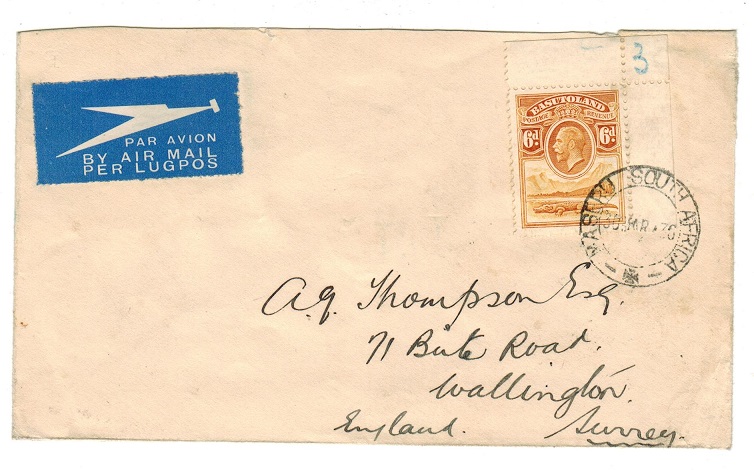 BASUTOLAND - 1936 6d rate cover to UK used at MASERU.