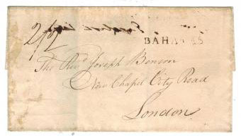 BAHAMAS - 1814 outer wrapper BAHAMAS s/l handstamp.