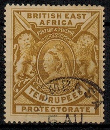 BRITISH EAST AFRICA - 1897 10r yellow-bistre used.  SG 97.