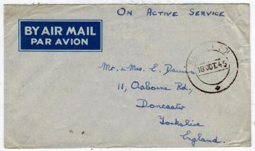 COCOS ISLANDS - 1945 RAF POST 301 cover.