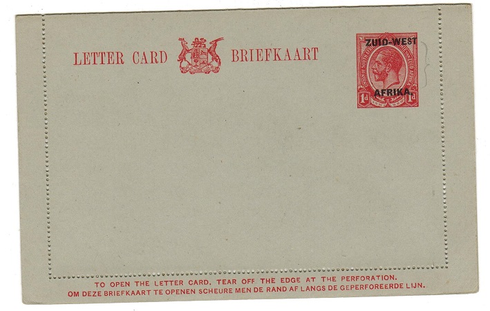 SOUTH WEST AFRICA - 1923 1d red postal stationery letter card unused.  H&G 2.