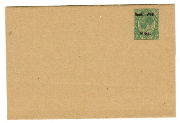 SOUTH WEST AFRICA - 1923 1/2d green unused postal stationery wrapper.  H&G 5.