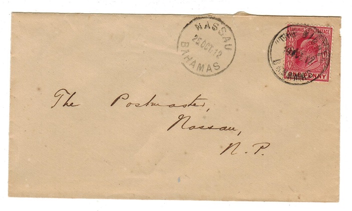 BAHAMAS - 1912 1d rate local cover used at THE BIGHT.