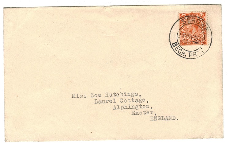 BECHUANALAND - 1933 2d rate cover to UK used at SEROWE.