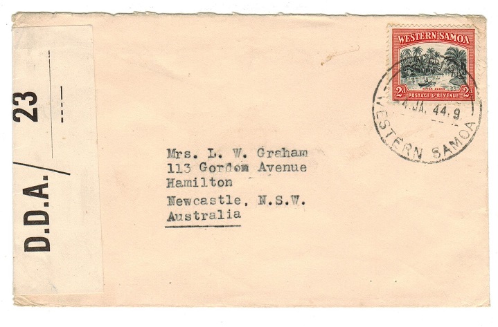 SAMOA - 1944 censored cover to Australia used at APIA.