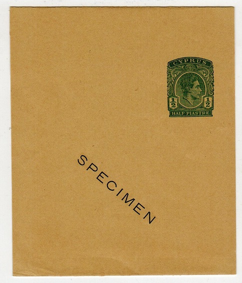 CYPRUS - 1938 1/2p green postal stationery wrapper SPECIMEN.  H&G 15.