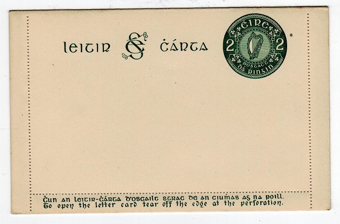 IRELAND - 1926 2d dark green postal stationery lettercard unused.  H&G 2.
