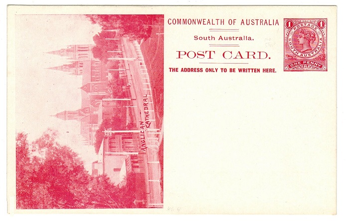SOUTH AUSTRALIA - 1908 1d red PSC depicting 