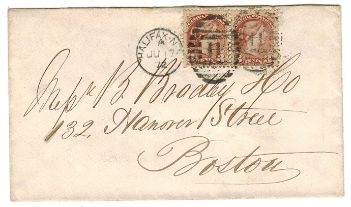 CANADA - 1872 6c rate cover to USA used at HALIFAX.