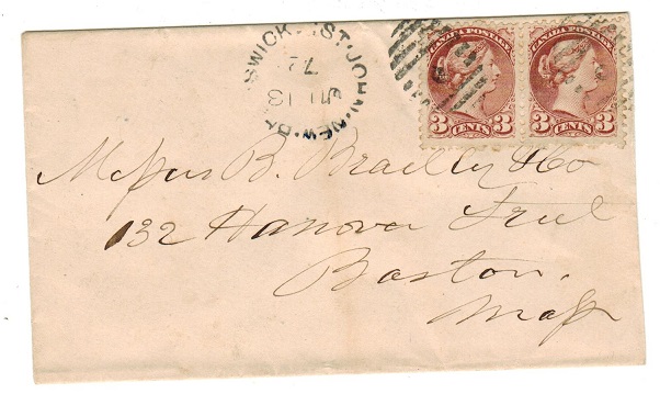 CANADA - 1872 6c rate cover to USA used at ST.JOHNS NEW BRUNSWICK.
