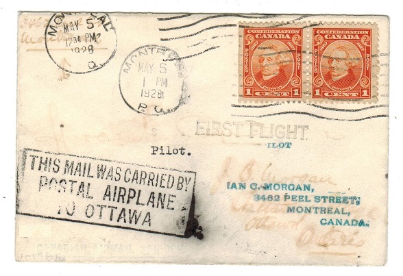 CANADA - 1928 First flight cover to Ottawa.