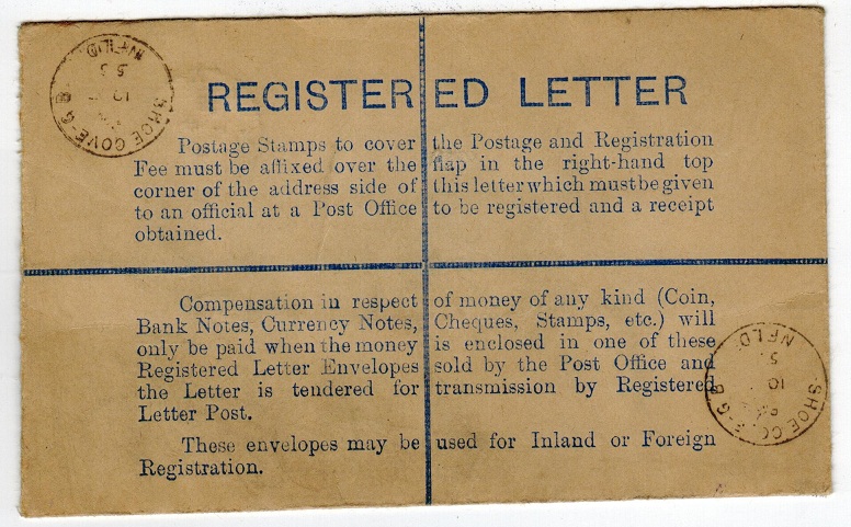 NEWFOUNDLAND - 1953 FORMULA NEWFOUNDLAND GPO (A) envelope used at SHOE COVE.