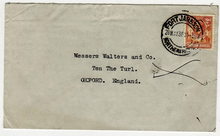NORTHERN RHODESIA - 1936 2d rate cover to UK used at FORT JAMESON.