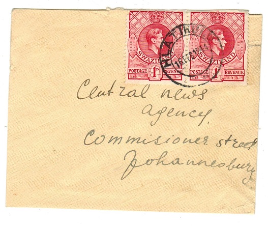 SWAZILAND - 1944 2d rate local cover used at HLATIKULU.
