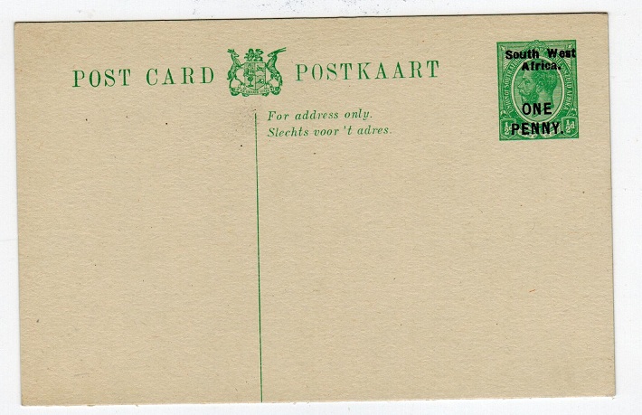 SOUTH WEST AFRICA - 1923 1d ON 1/2d PSC unused. H&G 5.