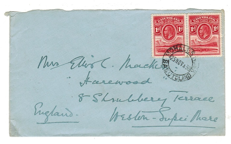BASUTOLAND - 1936 (circa) 2d rate cover to UK used at QACHASNEK.