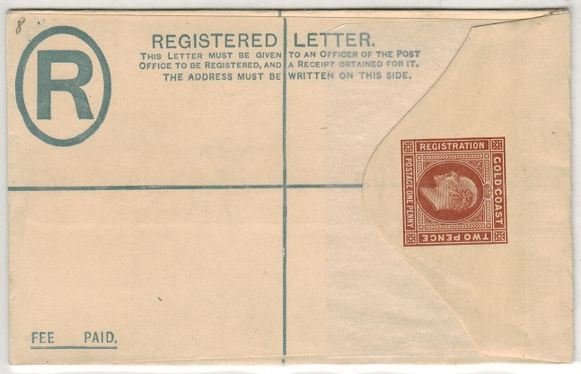 GOLD COAST - 1904 2d+1d brown RPSE (size F) unused.  H&G 8.