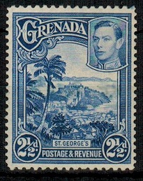 GRENADA - 1950 2 1/2d bright blue rare (perf 12 1/2x13 1/2) mint but RE-PERF