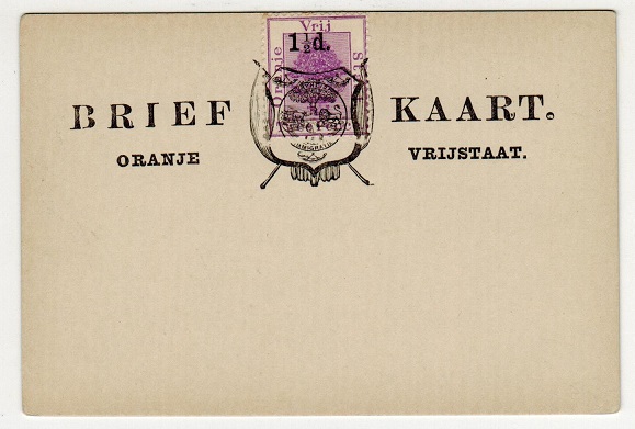 ORANGE FREE STATE - 1893 1 1/2d on 2d violet PSC unused.  H&G 11.