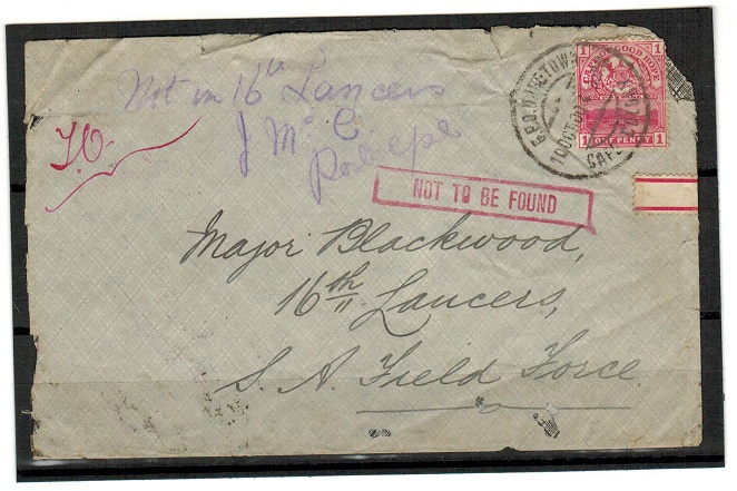 CAPE OF GOOD HOPE - 1900 Boer War cover used from CAPETOWN with NOT TO BE FOUND h/s.