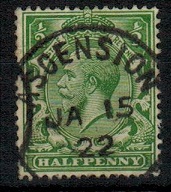 ASCENSION - 1912-22 1/2d green adhesive of GB struck ASCENSION.  SG Z39.