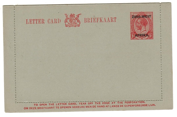 SOUTH WEST AFRICA - 1923 1d red on grey postal stationery letter card unused.  H&G 3.