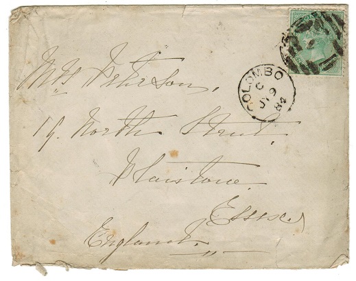 CEYLON - 1884 24c rate cover to UK used at COLOMBO.