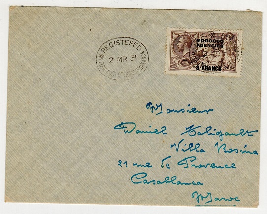 MOROCCO AGENCIES - 1931 (MR.2.) local cover bearing 3f on 2 2/6d 