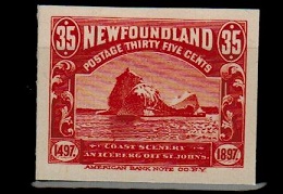 NEWFOUNDLAND - 1897 35c IMPERFORATE PLATE PROOF in red.