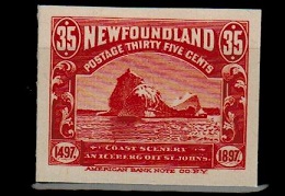 NEWFOUNDLAND - 1897 35c IMPERFORATE PLATE PROOF in red.