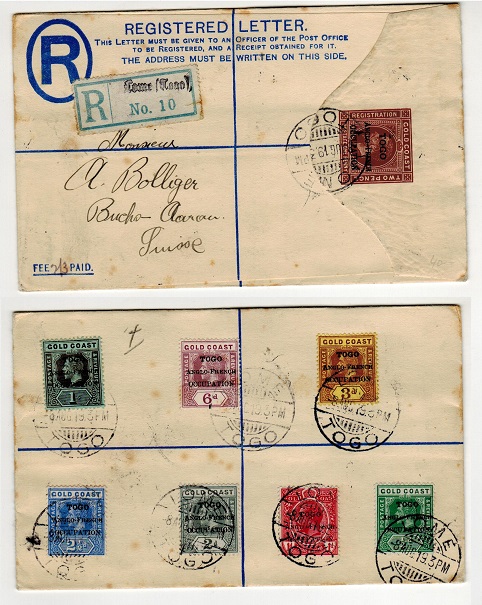 TOGO - 1917 2d+1d RPSE (size G) addressed to Switzerland.  H&G 1a.