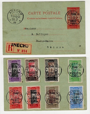 TOGO - 1917 10c orange and carmine PSC registered to Switzerland.  H&G 1.