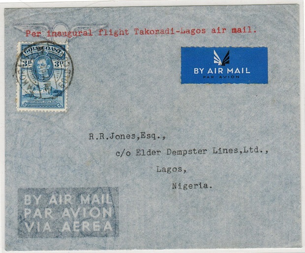 GOLD COAST - 1939 first flight cover from TAKORADI.