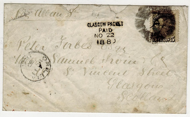 CANADA - 1880 cover to UK with GLASGOW PACKET/PAID marking.
