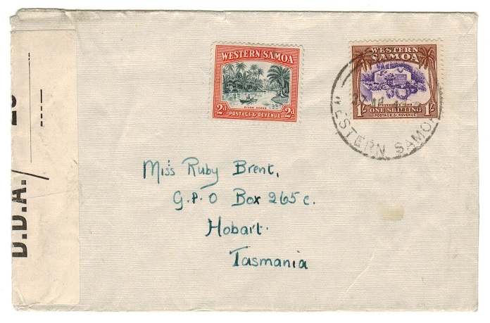 SAMOA - 1941 censor cover to Tasmania.