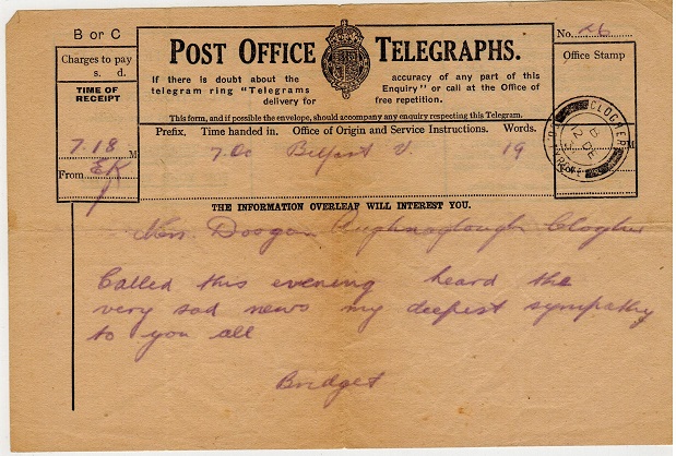 IRELAND - 1931 use of TELEGRAM form.