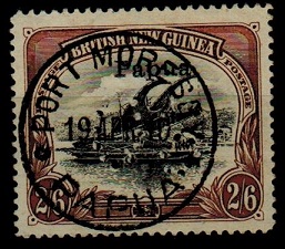 PAPUA - 1908 2/6d black and brown used with PERFORATED 