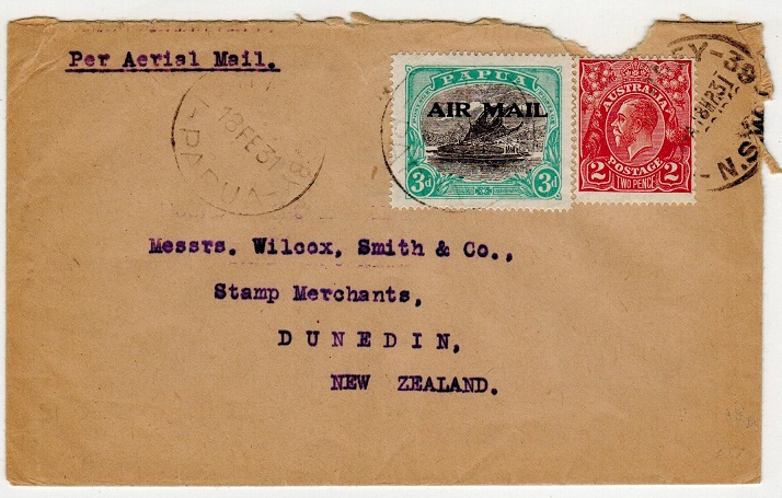 PAPUA - 1931 cover to New Zealand with 3d 