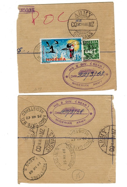 BIAFRA - 1968 Nigeria 3d + 1/3d on piece struck ODI (ex Nigerian Army cover).