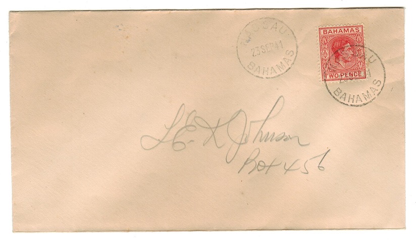 BAHAMAS - 1941 2d scarlet on local cover.