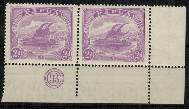 PAPUA - 1911 2d bright mauve mint pair with 