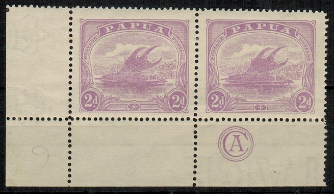 PAPUA - 1911 2d bright mauve mint pair with 