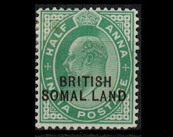 SOMALILAND - 1903 1/2a green mint with MISSING I IN SOMALILAND variety.  SG 25d.