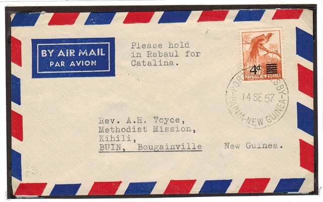 PAPUA NEW GUINEA - 1957 cover addressed to Buin used at PORT MORESBY.
