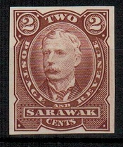 SARAWAK - 1895 2c IMPERFORATE PLATE PROOF in brown-red.