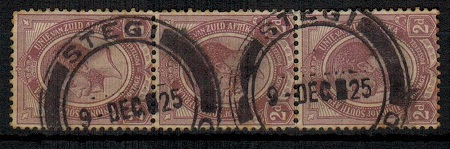 SWAZILAND - 1925 use of South African 2d strip of three at STEGI.